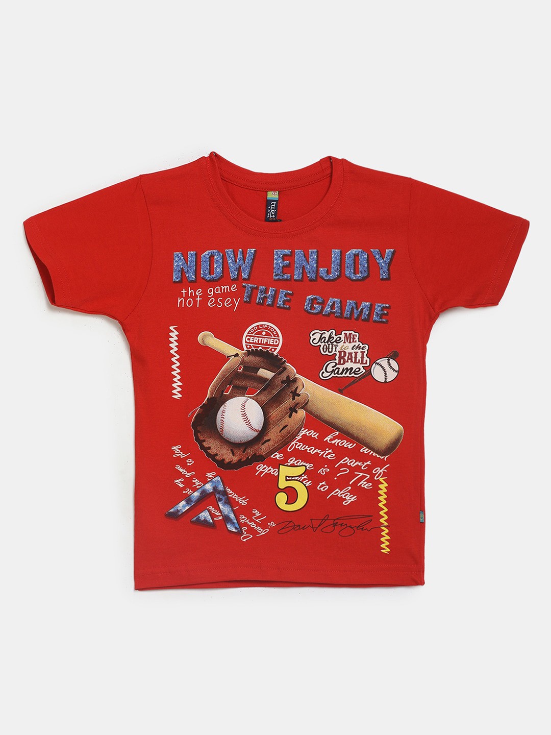 

V-Mart Boys Typography Printed Cotton T-shirt, Red