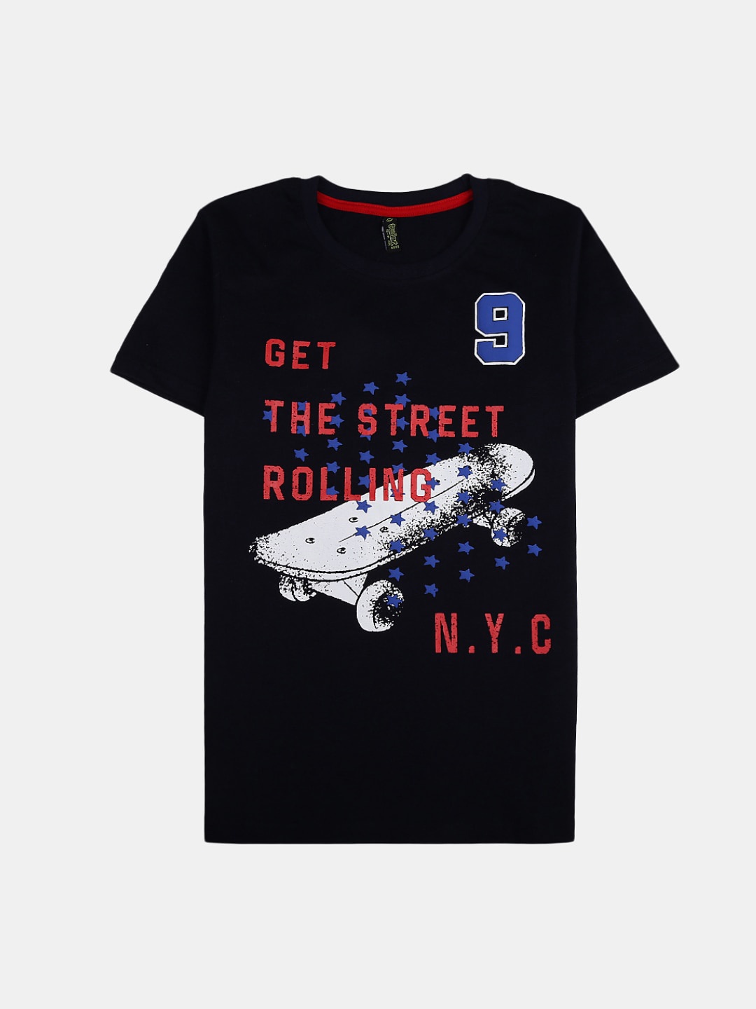 

V-Mart Boys Typography Printed Cotton T-shirt, Navy blue