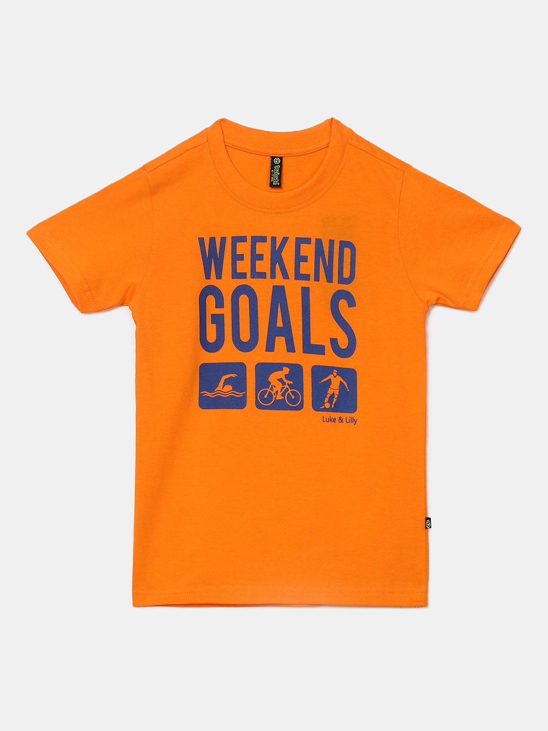 

V-Mart Round Neck Typography Printed Cotton T-shirt, Orange