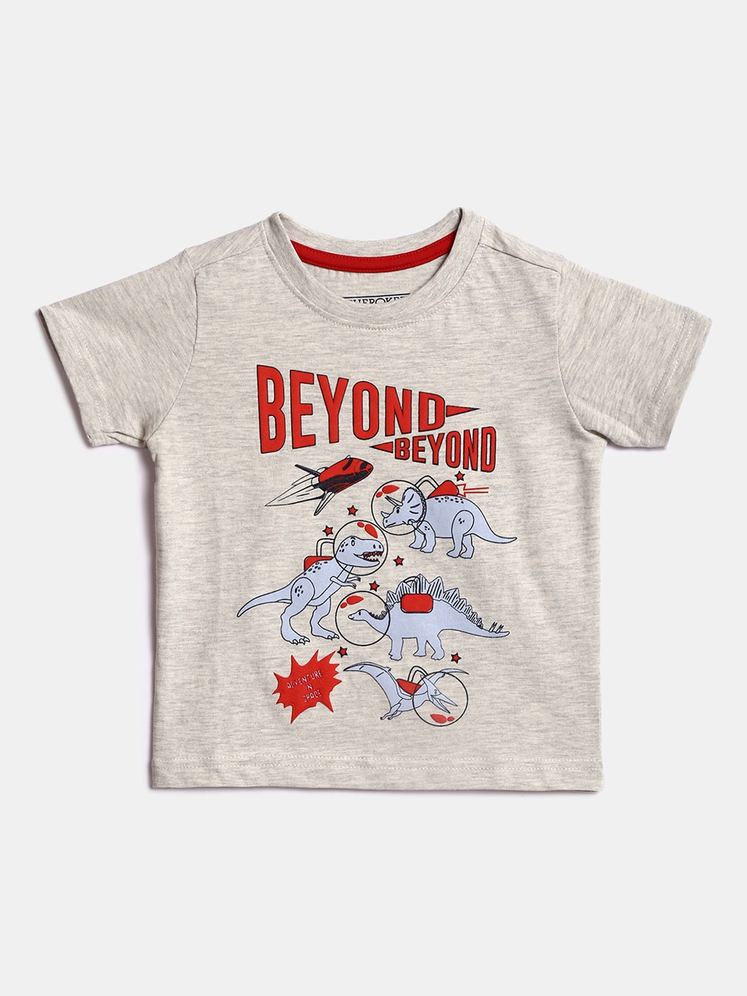 

V-Mart Boys Graphic Printed Cotton T-Shirt, Beige