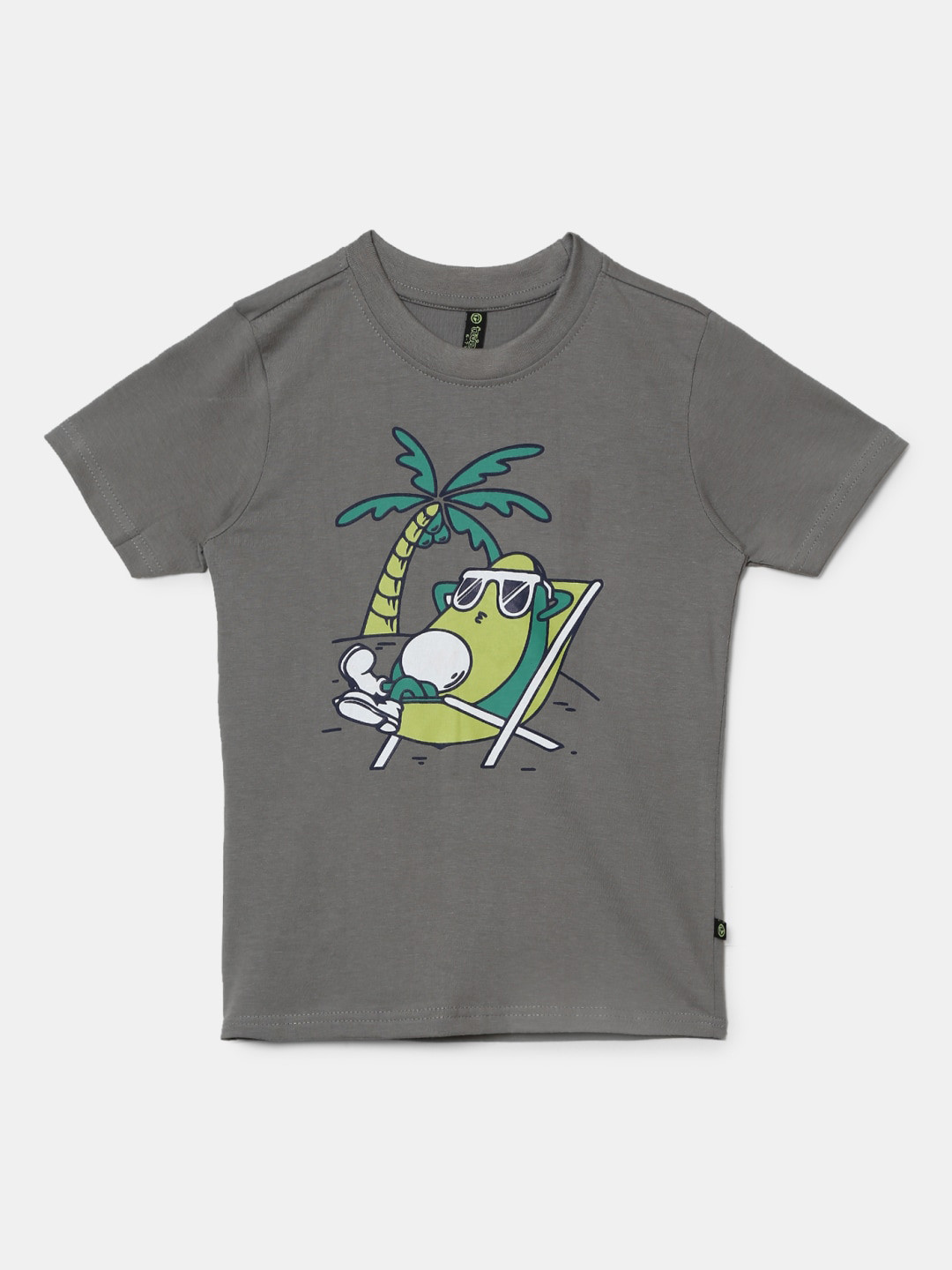 

V-Mart Boys Tropical Printed Single Jersey Cotton T-shirt, Grey
