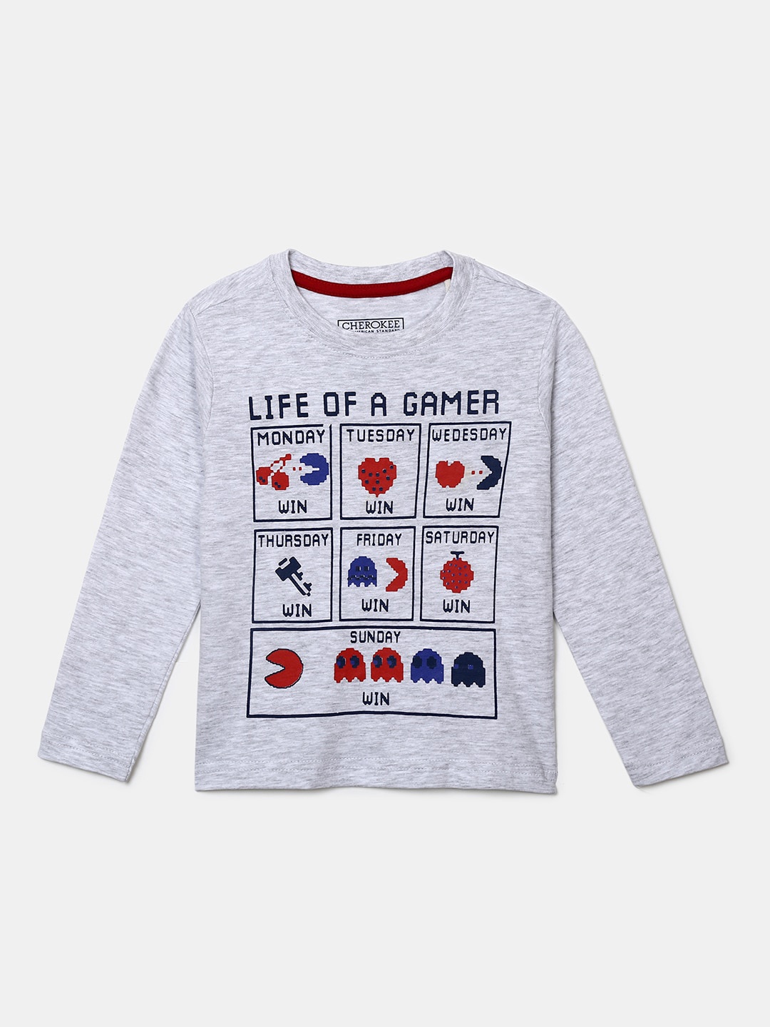 

V-Mart Boys Graphic Printed Cotton T-shirt, Grey melange