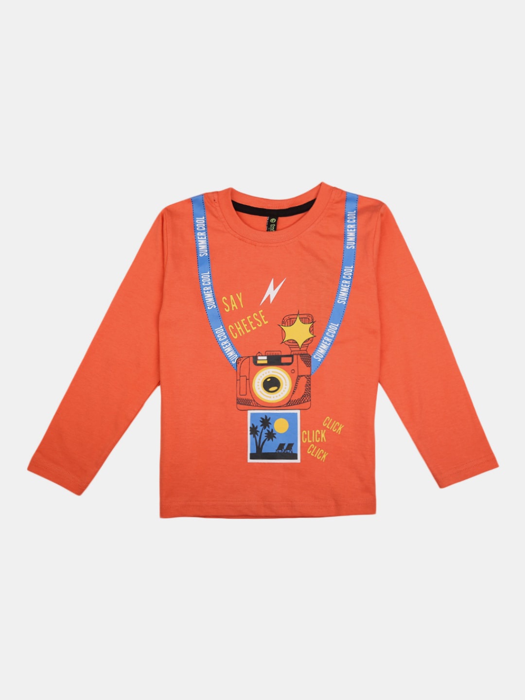 

V-Mart Boys Round Neck Graphic Printed Cotton T-shirt, Orange