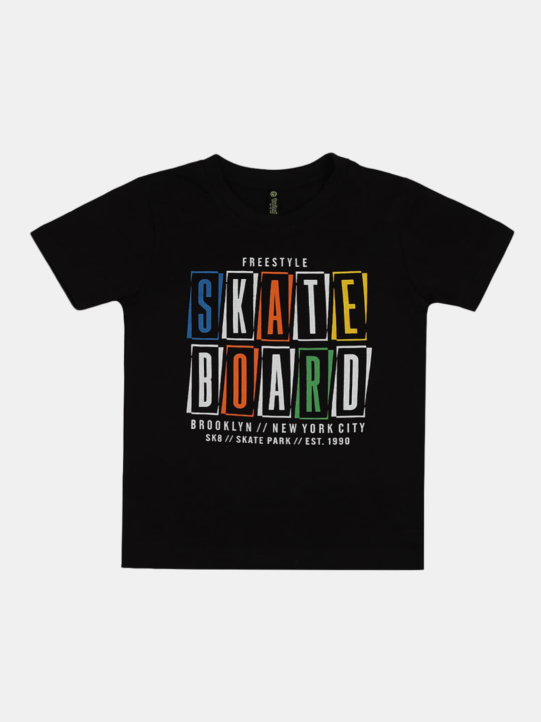 

V-Mart Boys Typography Printed Round Neck Cotton T-shirt, Black