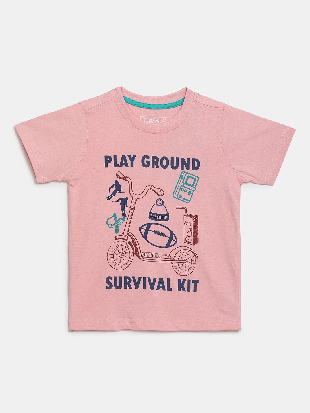

V-Mart Boys Graphic Printed Cotton T-shirt, Pink