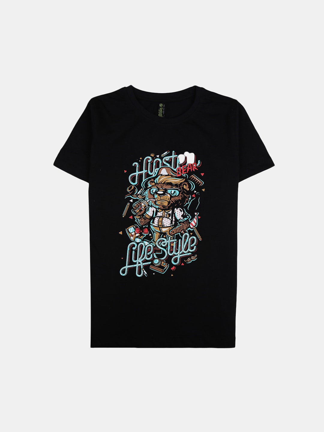 

V-Mart Boys Graphic Printed Cotton T-Shirt, Black