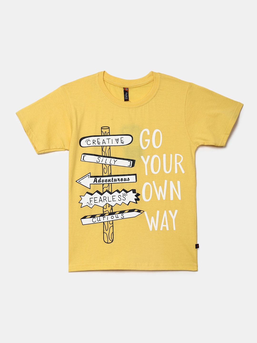 

V-Mart Boys Typography Printed Cotton T-shirt, Yellow