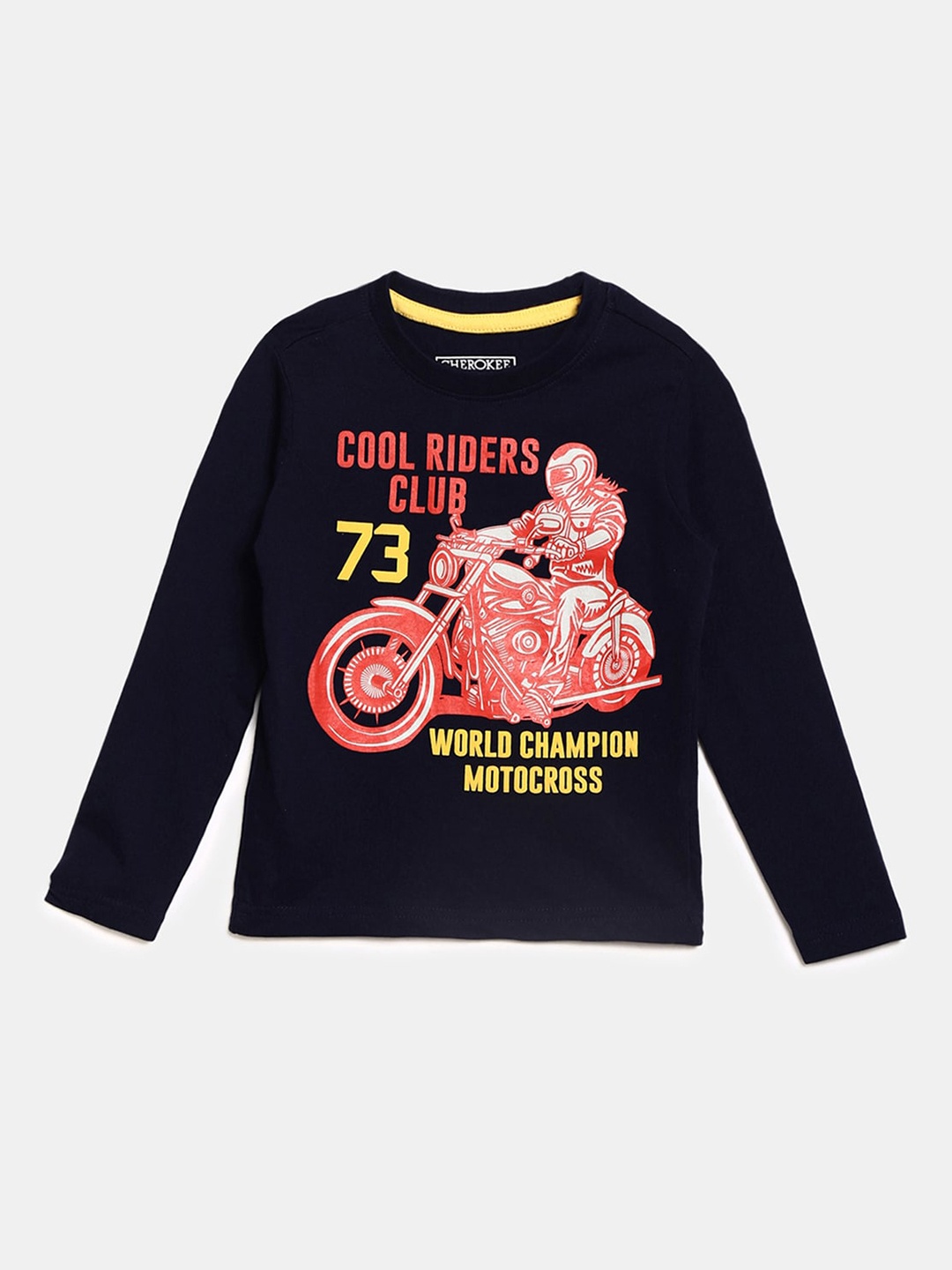 

V-Mart Boys Biker Printed Cotton T-shirt, Navy blue