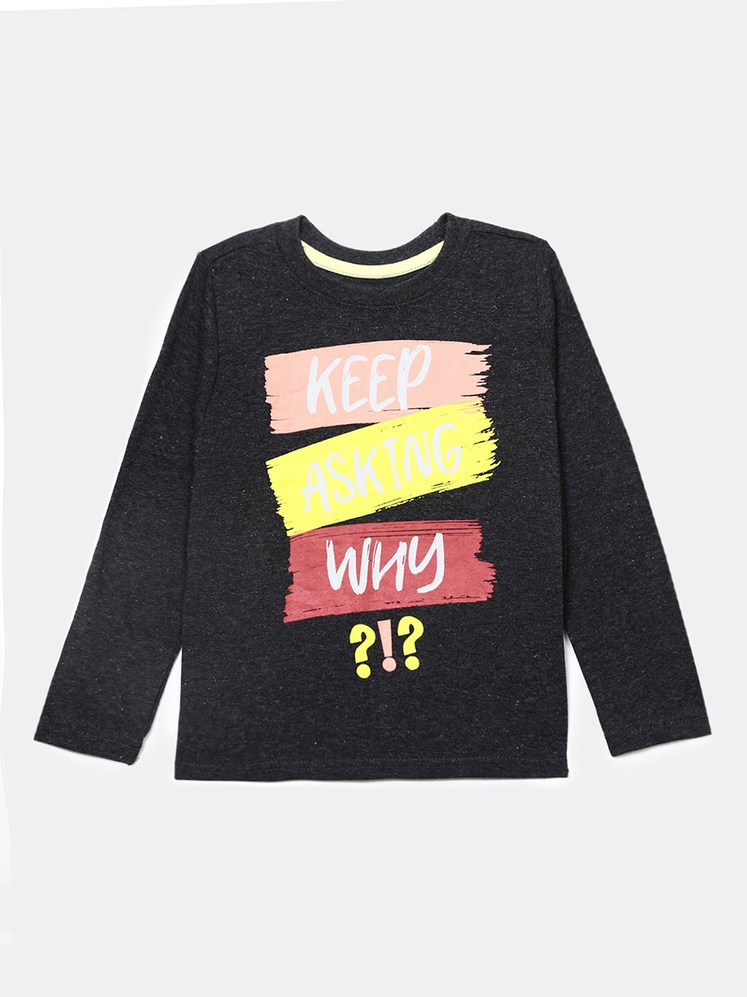 

V-Mart Boys Typography Printed Cotton T-shirt, Grey melange