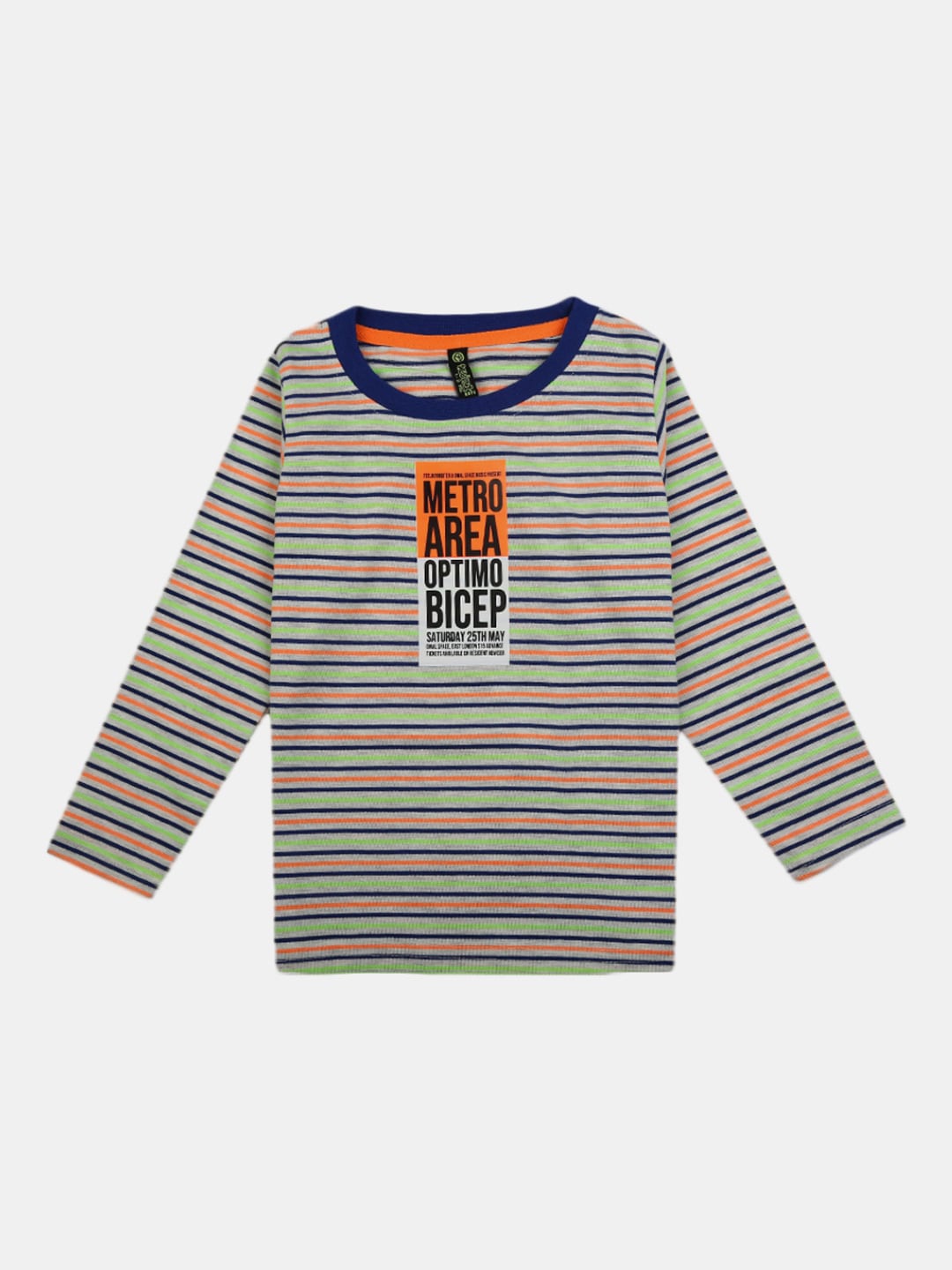 

V-Mart Boys Round Neck Striped Cotton T-shirt, Grey