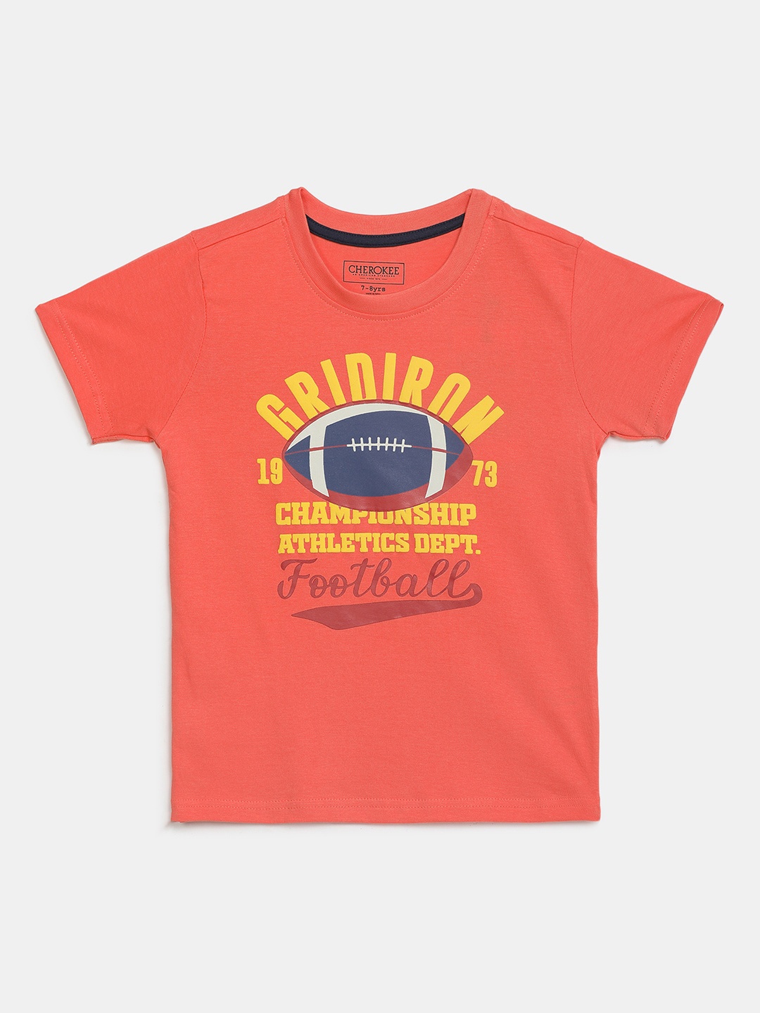

V-Mart Boys Typography Printed Cotton T-shirt, Coral