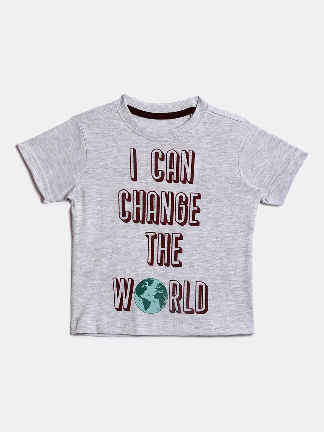 

V-Mart Boys Typography Printed Cotton T-shirt, Grey melange