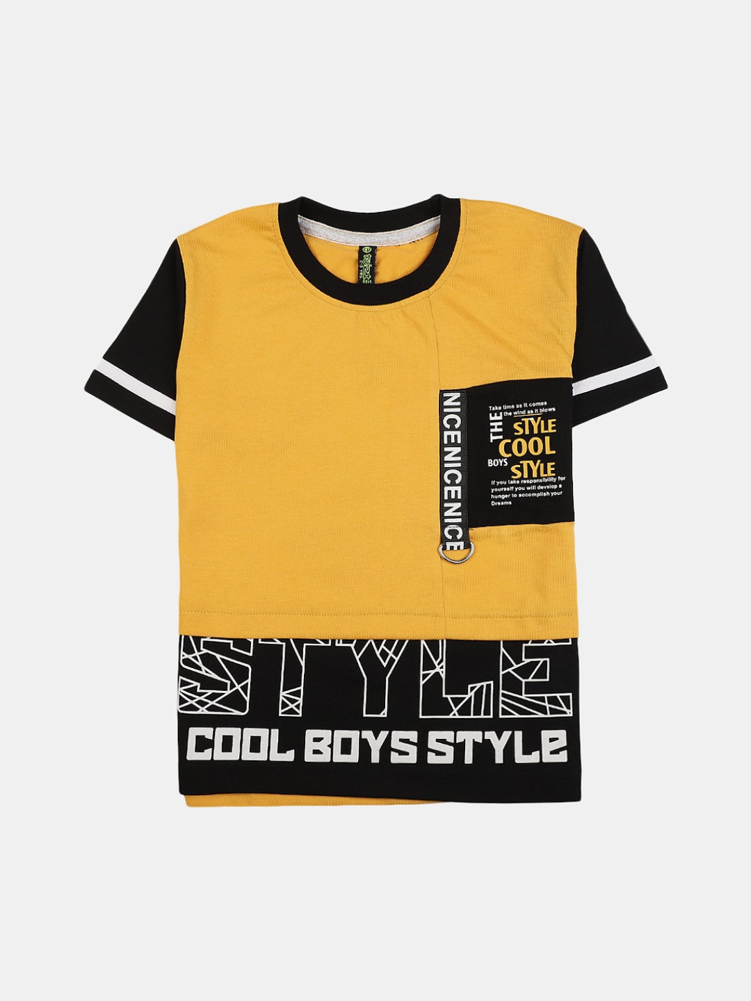 

V-Mart Boys Typography Printed Cotton T-shirt, Mustard