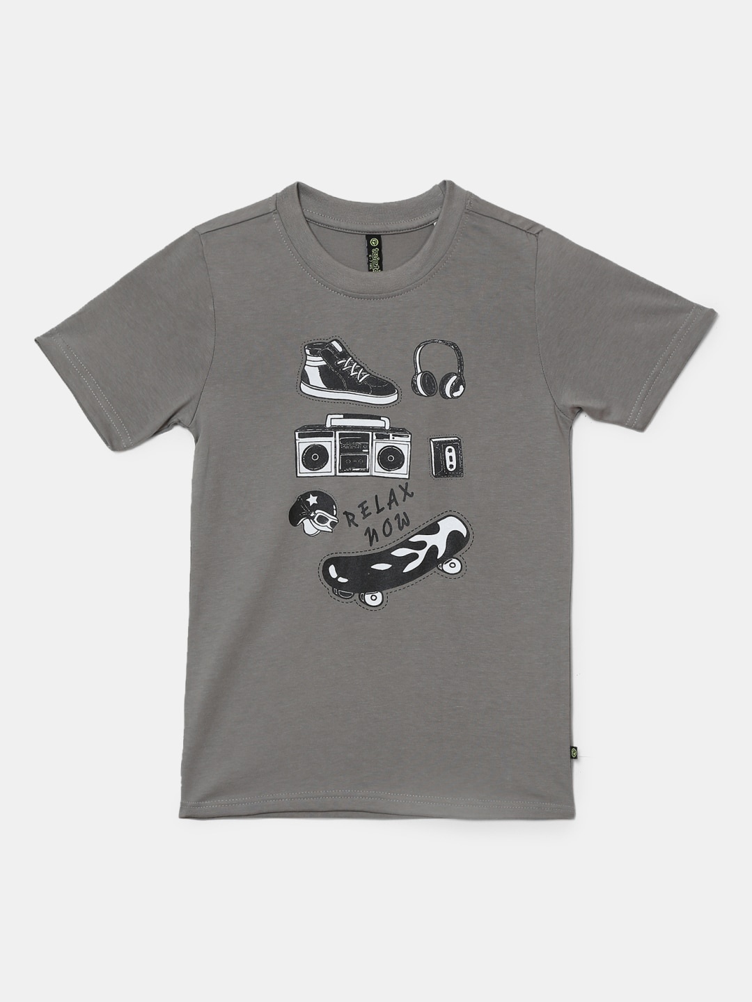 

V-Mart Boys Graphic Printed Round Neck Cotton T-shirt, Taupe