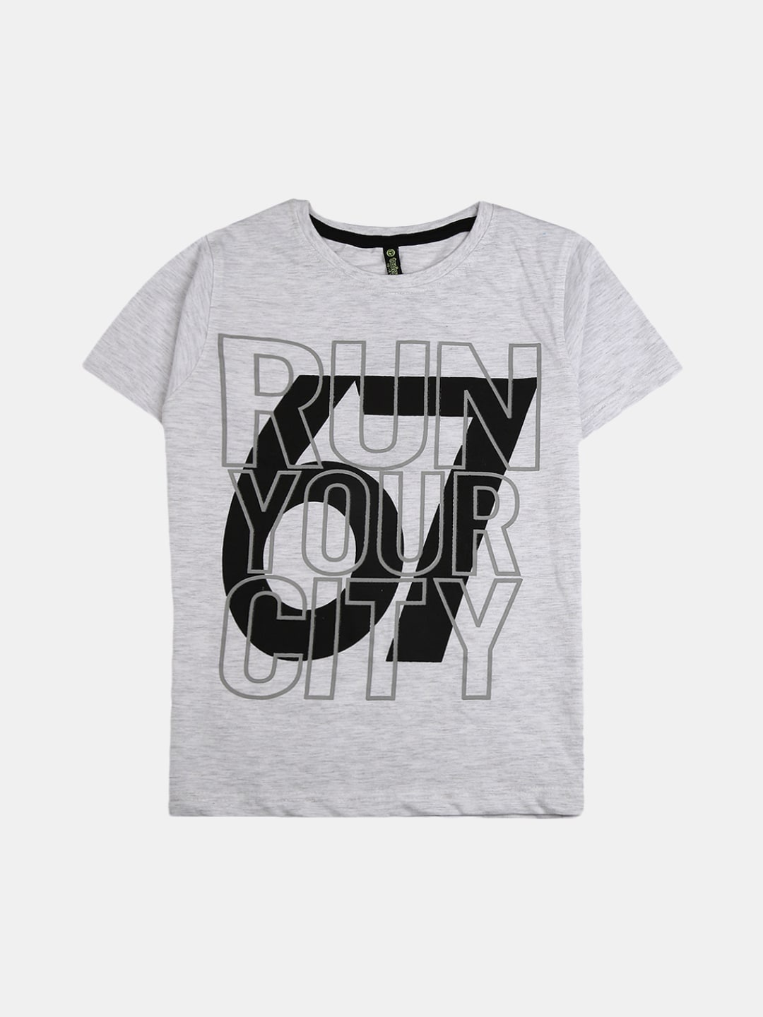 

V-Mart Boys Printed Round Neck Cotton T-shirt, Grey