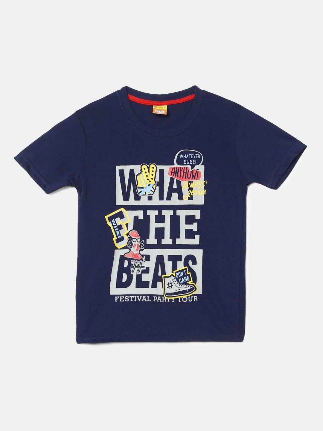 

V-Mart Boys Typography Printed Cotton T-shirt, Navy blue