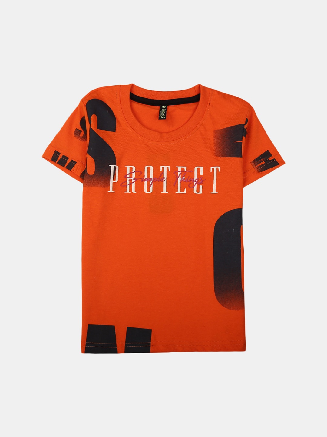 

V-Mart Boys Typography Printed Cotton T-shirt, Orange