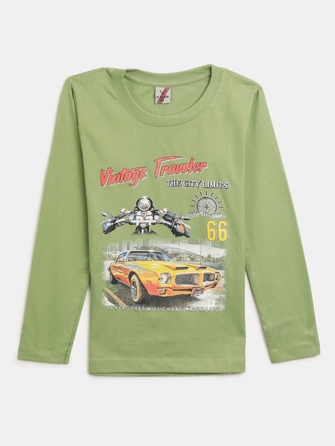 

V-Mart Boys Graphic Printed Long Sleeves Cotton T-shirt, Sea green