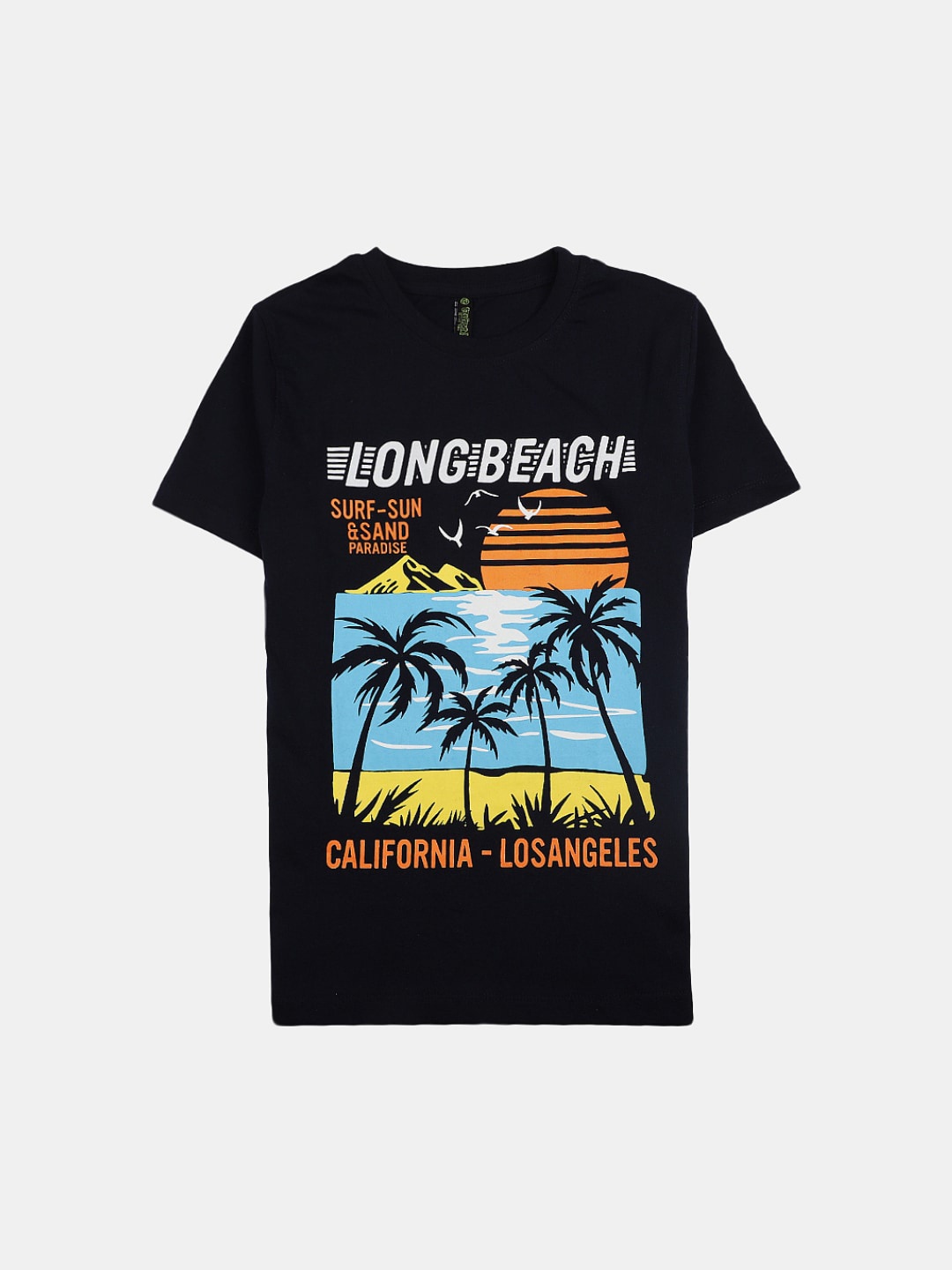 

V-Mart Boys Graphic Tropical Printed Cotton T-Shirt, Black