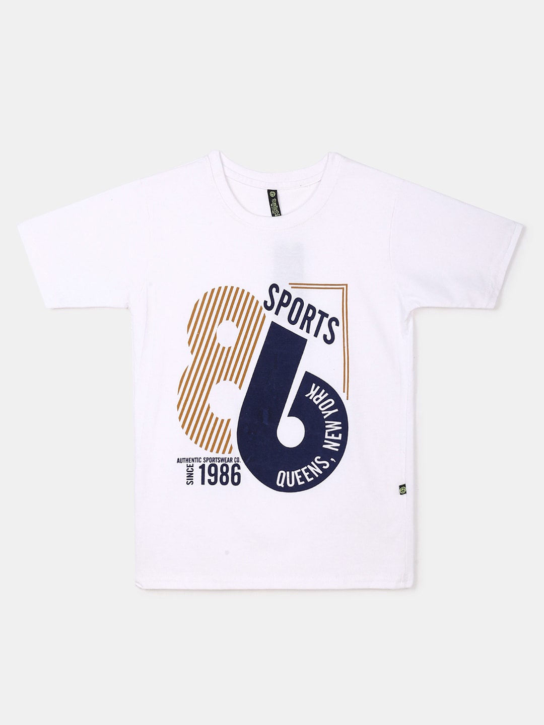 

V-Mart Boys Varsity Printed Round Neck Cotton T-shirt, White