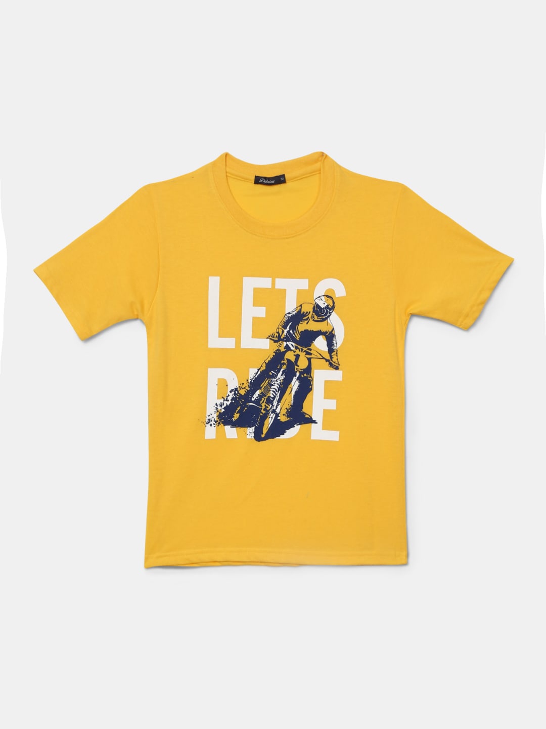 

V-Mart Boys Biker Printed Round Neck Cotton T-shirt, Yellow