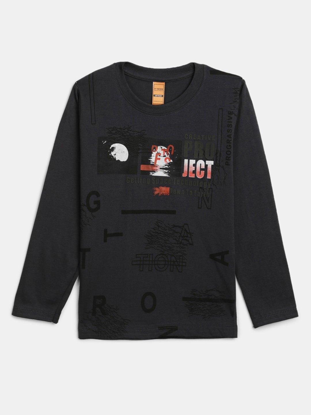 

V-Mart Boys Typography Printed Cotton T-shirt, Charcoal
