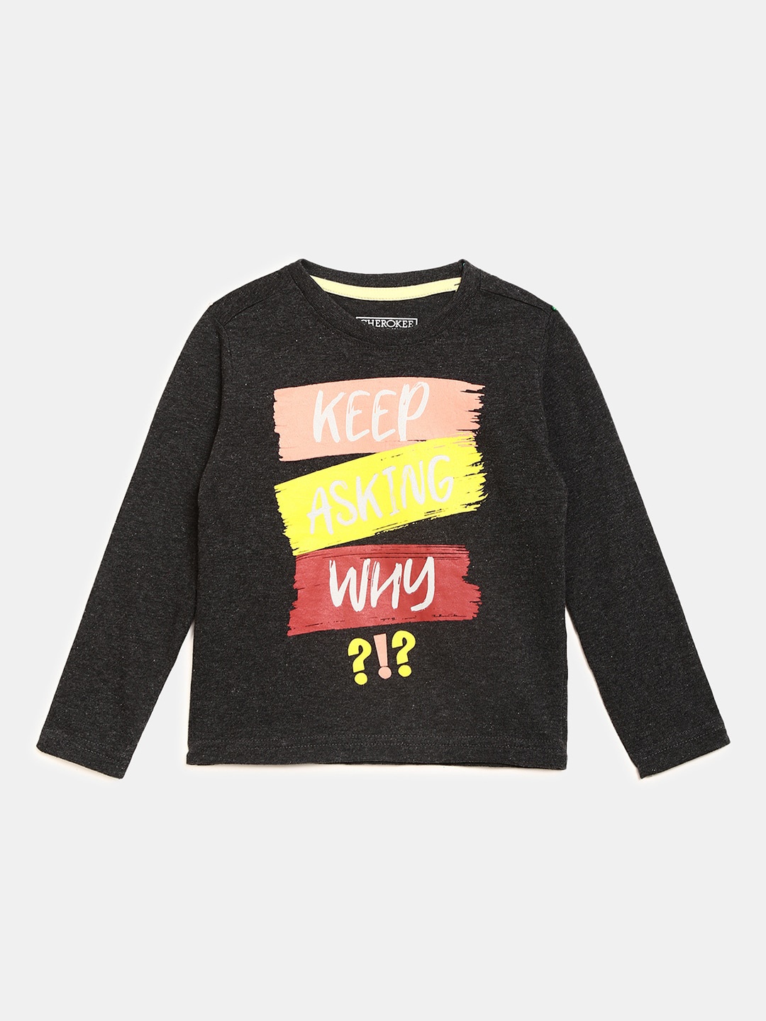 

V-Mart Boys Typography Printed Cotton T-shirt, Charcoal