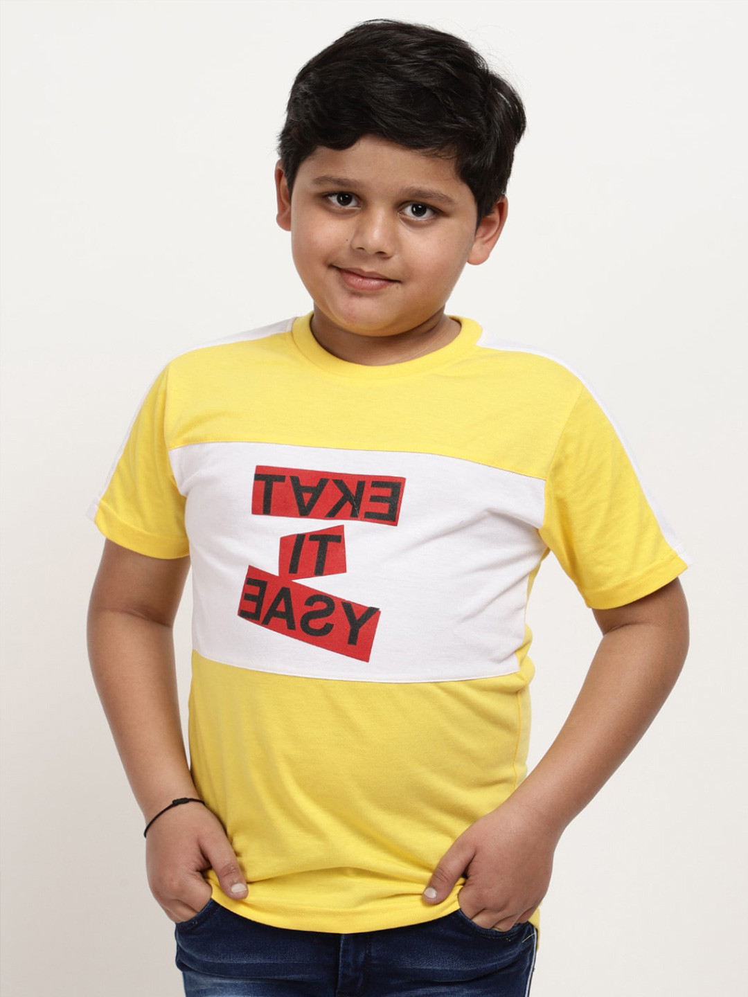 

V-Mart Boys Typography Printed Cotton T-shirt, Yellow