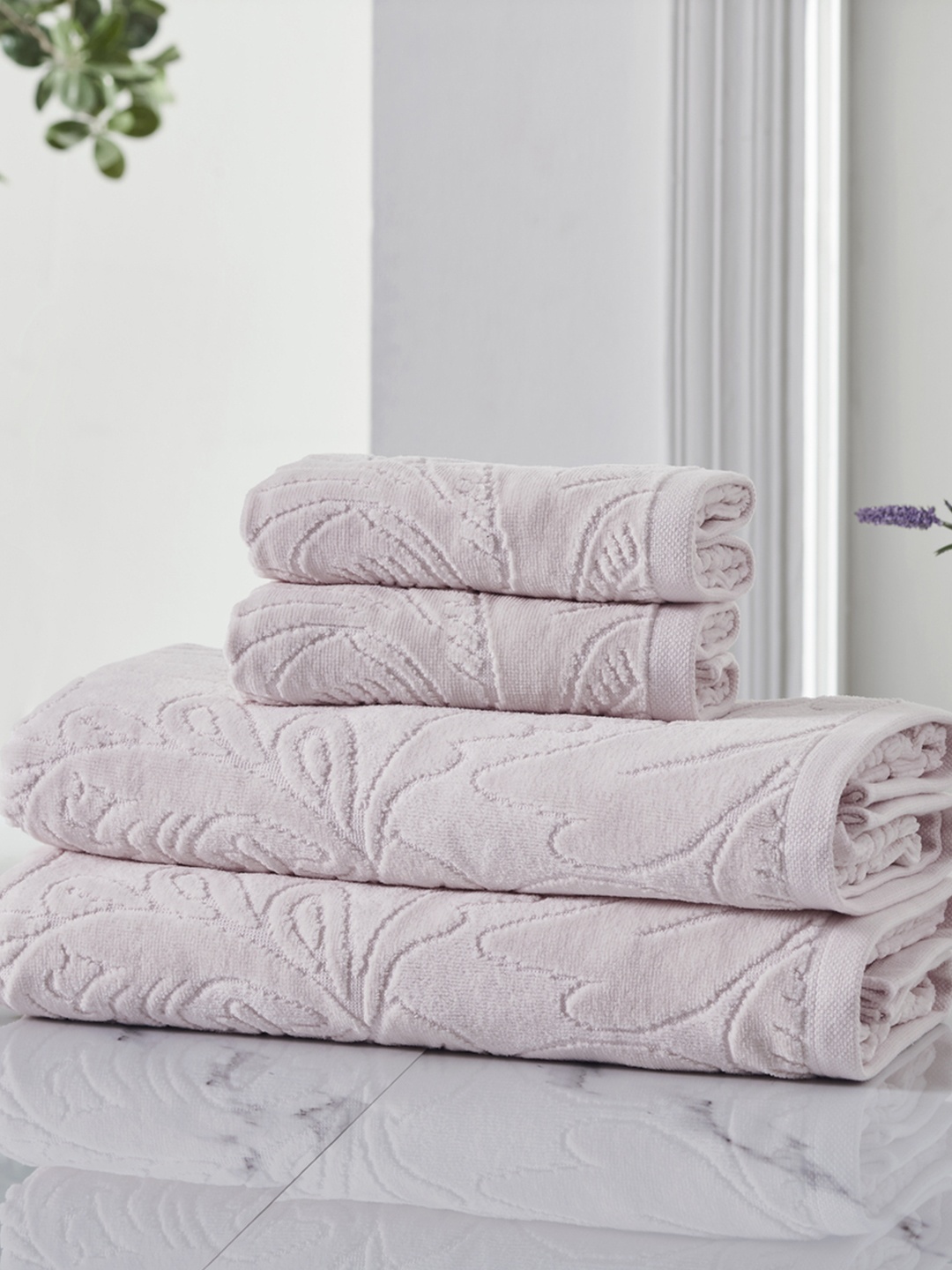 

HOUMN Accent Rose-Pink 3 Pieces 550 GSM Self-Designed Terry Cotton Towel Set