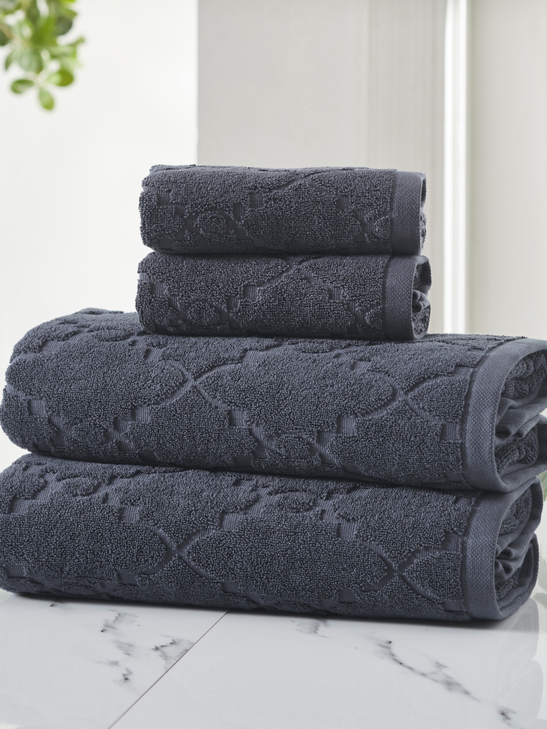 

HOUMN Form Charcoal-Grey 600 GSM Self-Designed Terry Cotton Towel Set