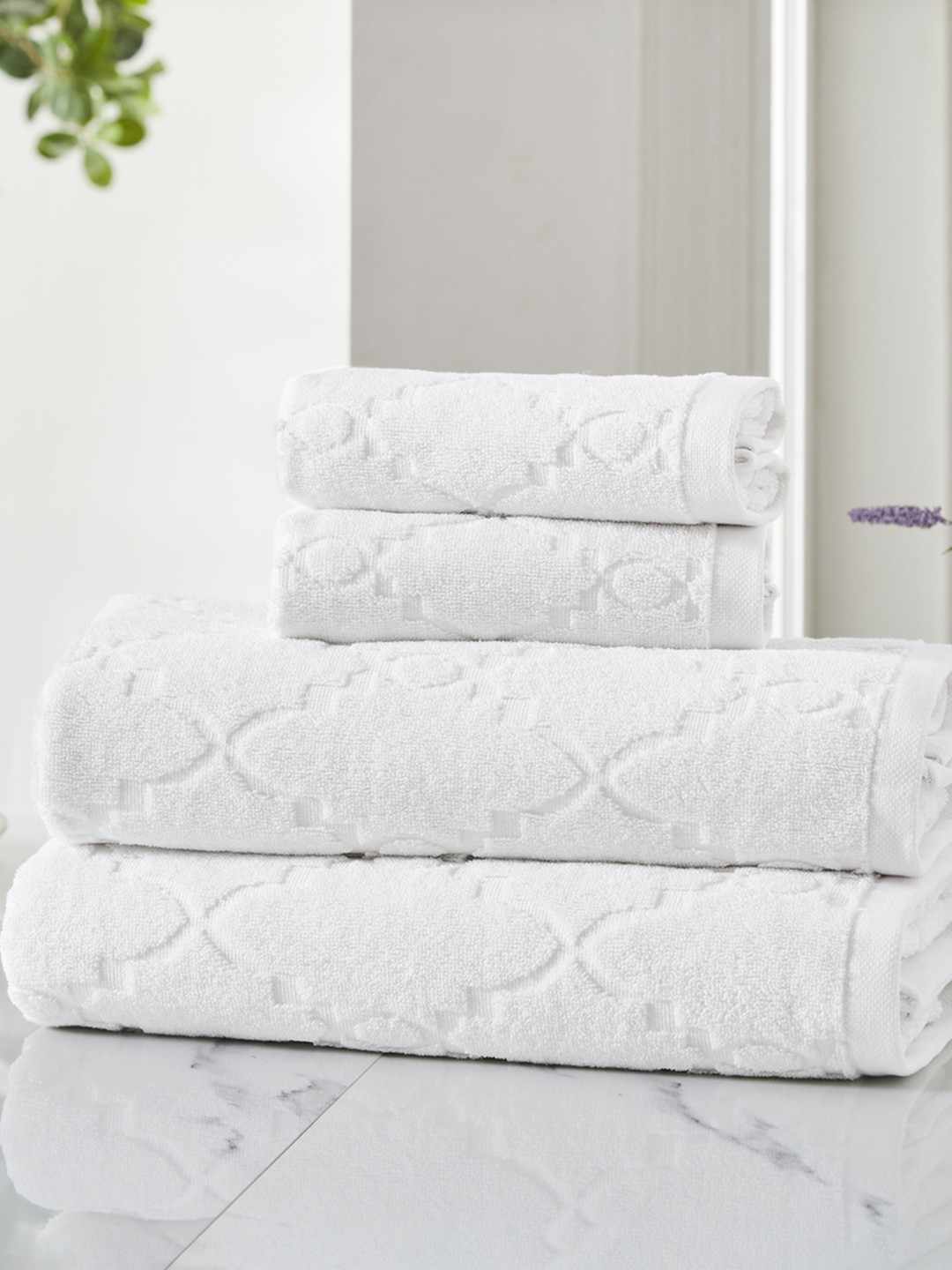 

HOUMN Form White 3 Pieces 600 GSM Self-Designed Terry Cotton Towel Set