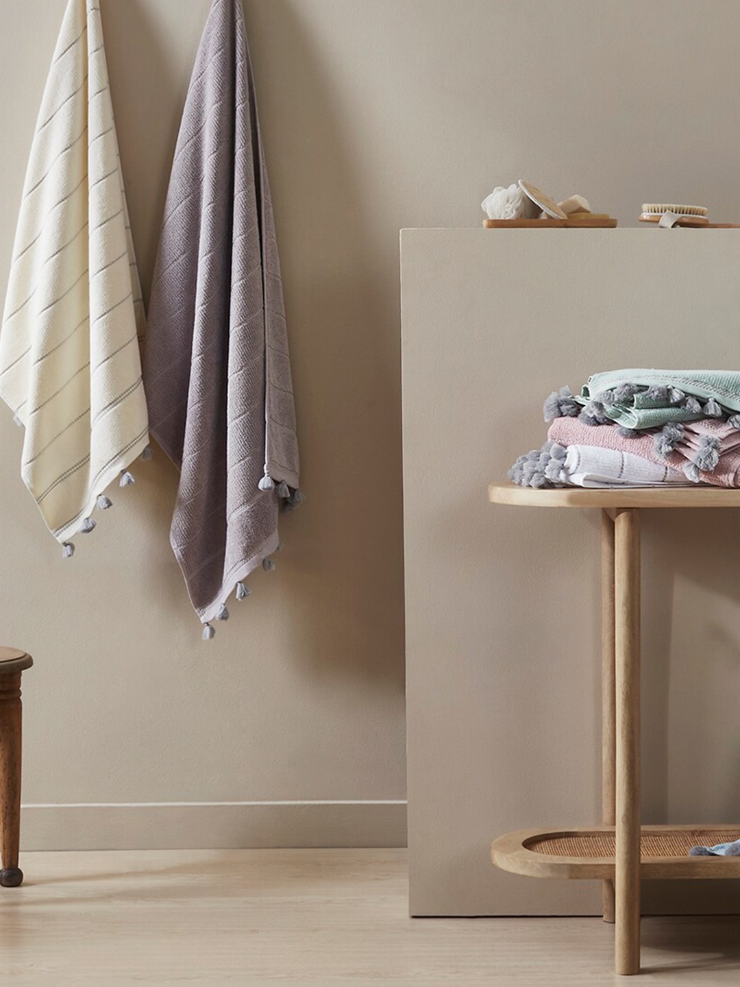 

HOUMN Nora Zephyr Pink 3 Pieces 600 GSM Striped Terry Cotton Towel Set