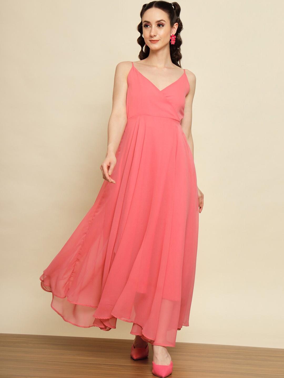 

Trend Arrest V-Neck Georgette Maxi Dress, Pink