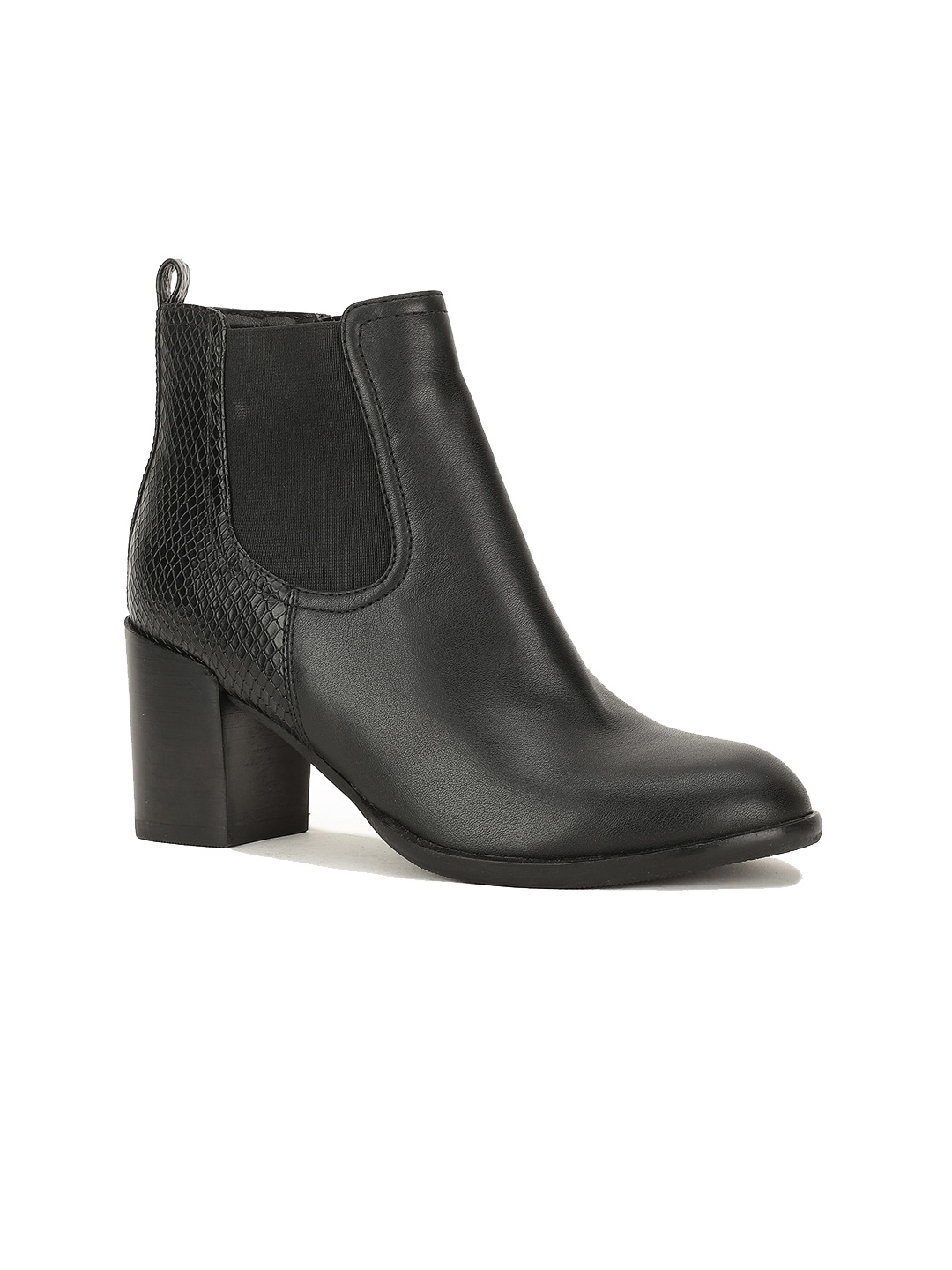 

Bata Women Textured Block Heel Chelsea Boots, Black