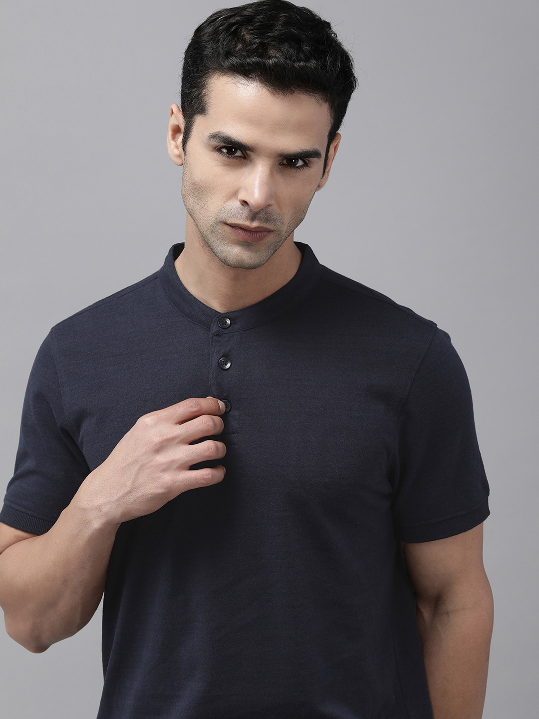 

Roadster Henley Neck T-shirt, Navy blue