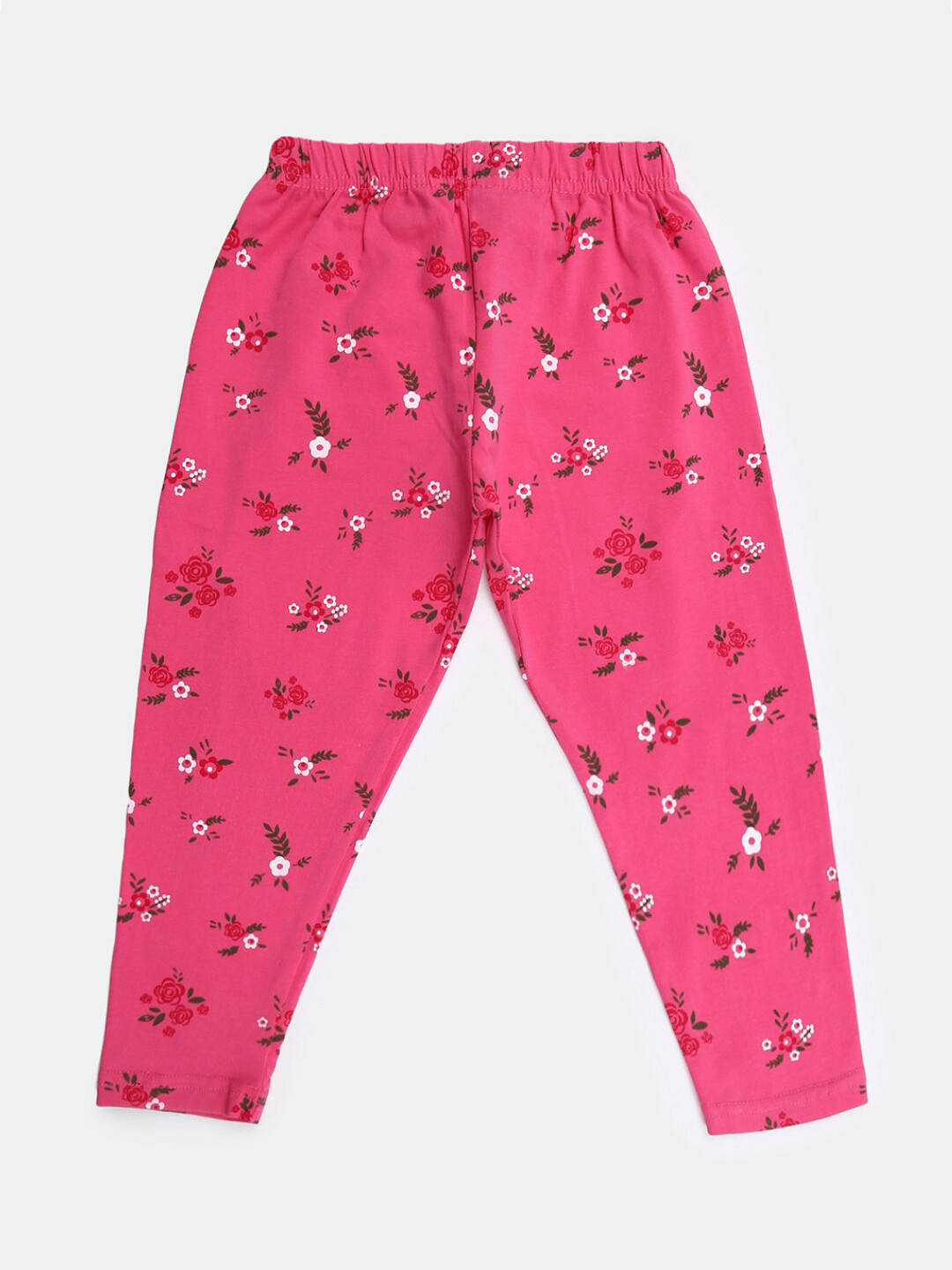 

V-Mart Girls Floral Printed Ankle Length Cotton Lycra Leggings, Pink