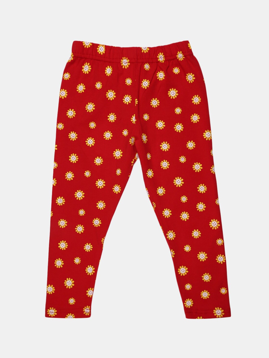 

V-Mart Girls Printed Ankle Length Cotton Lycra Leggings, Red