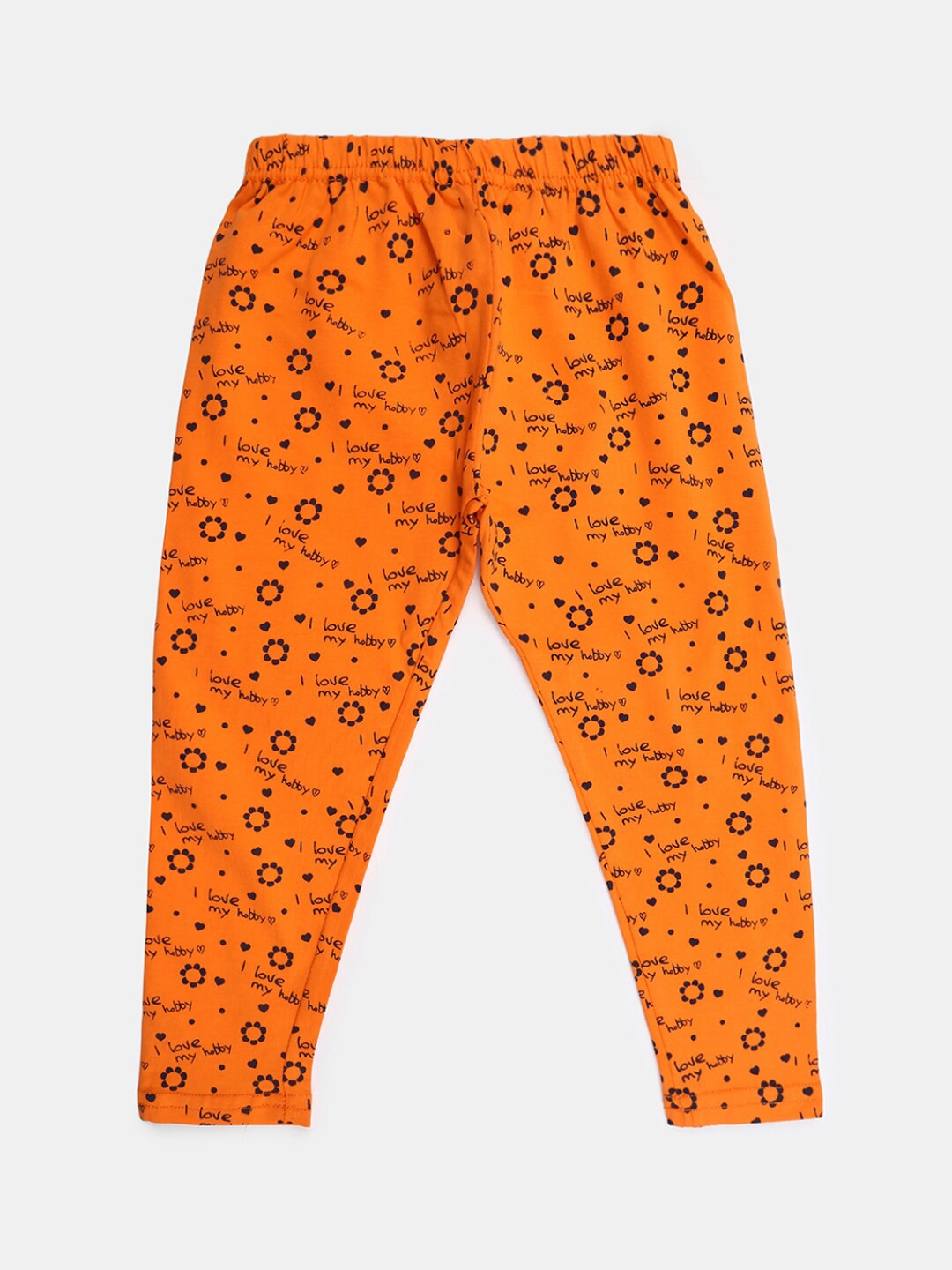 

V-Mart Girls Typography Printed Ankle Length Cotton Lycra Leggings, Orange