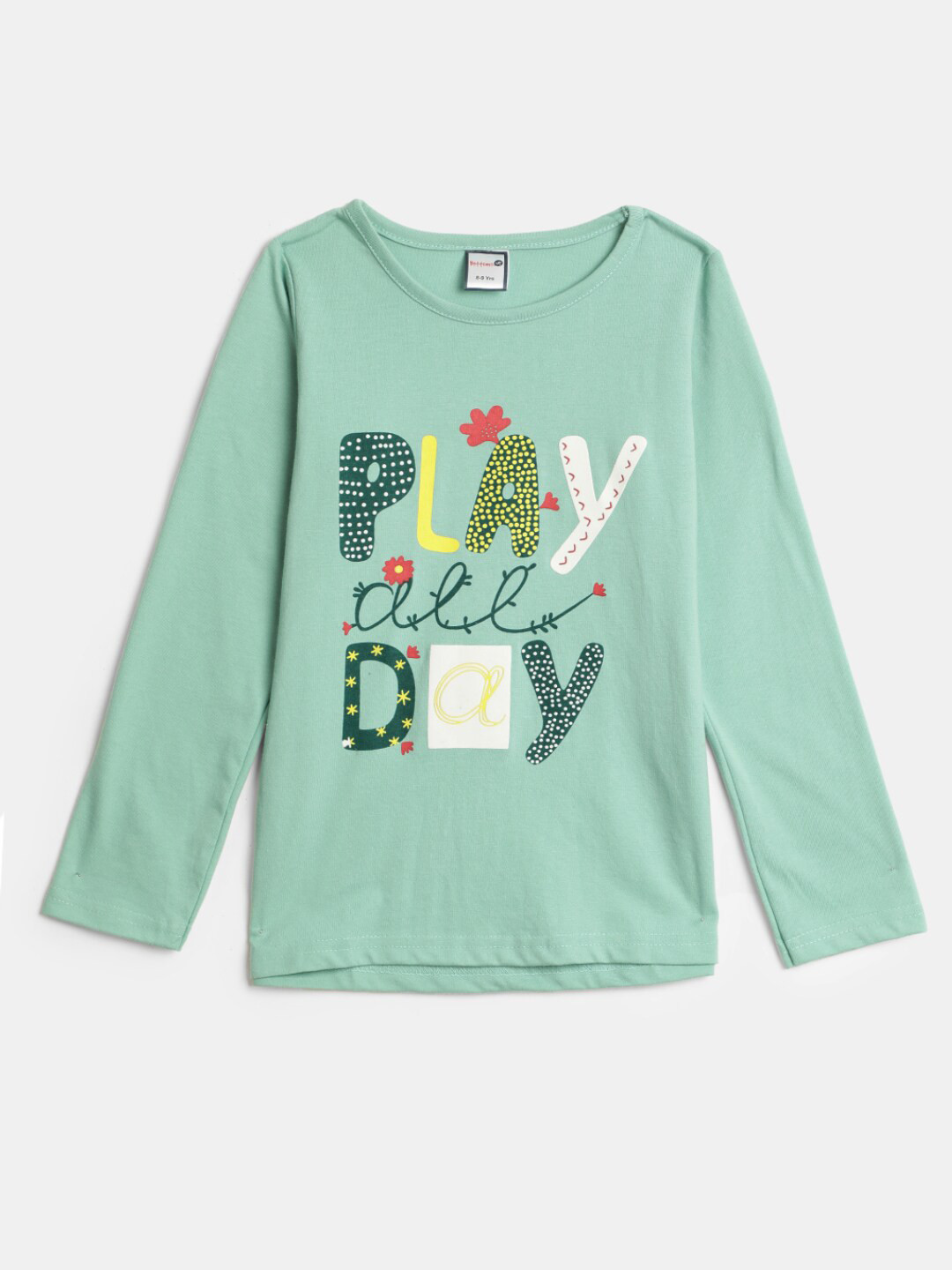 

V-Mart Girls Typography Printed Cotton T-Shirt, Green