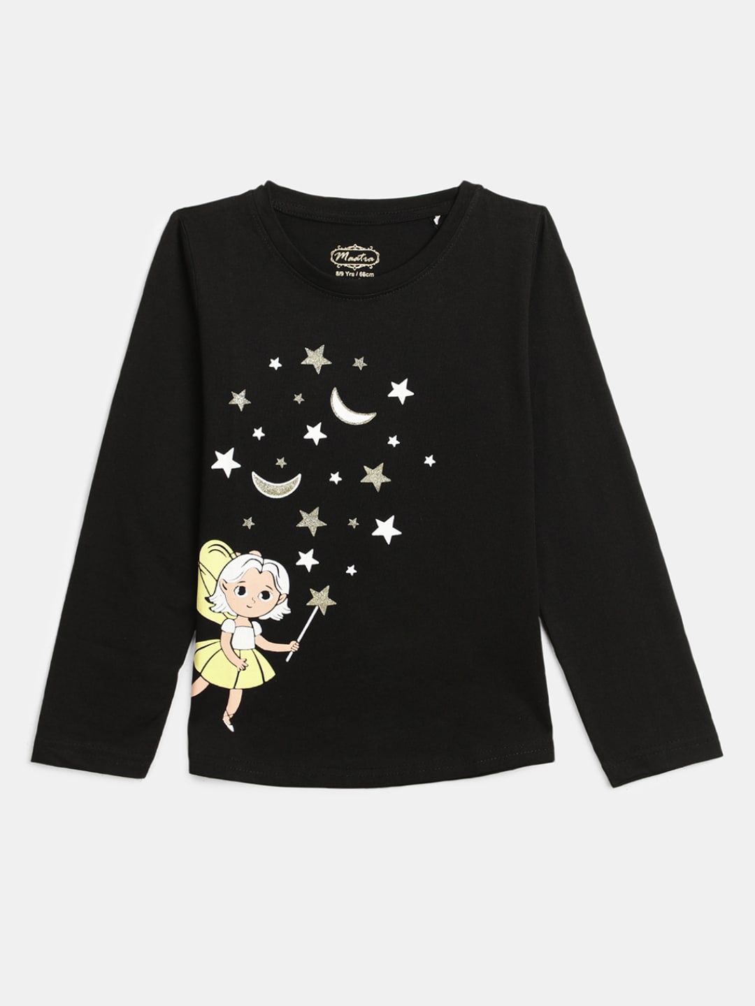 

V-Mart Girls Graphic Printed Long Sleeves Cotton T-shirt, Black