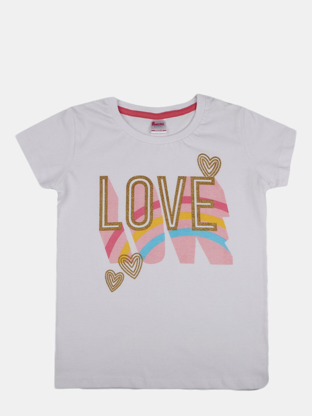 

V-Mart Girls Typography Printed Cotton T-shirt, White