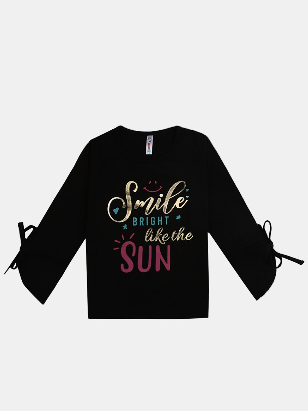 

V-Mart Girls Typography Printed Cotton T-shirt, Black
