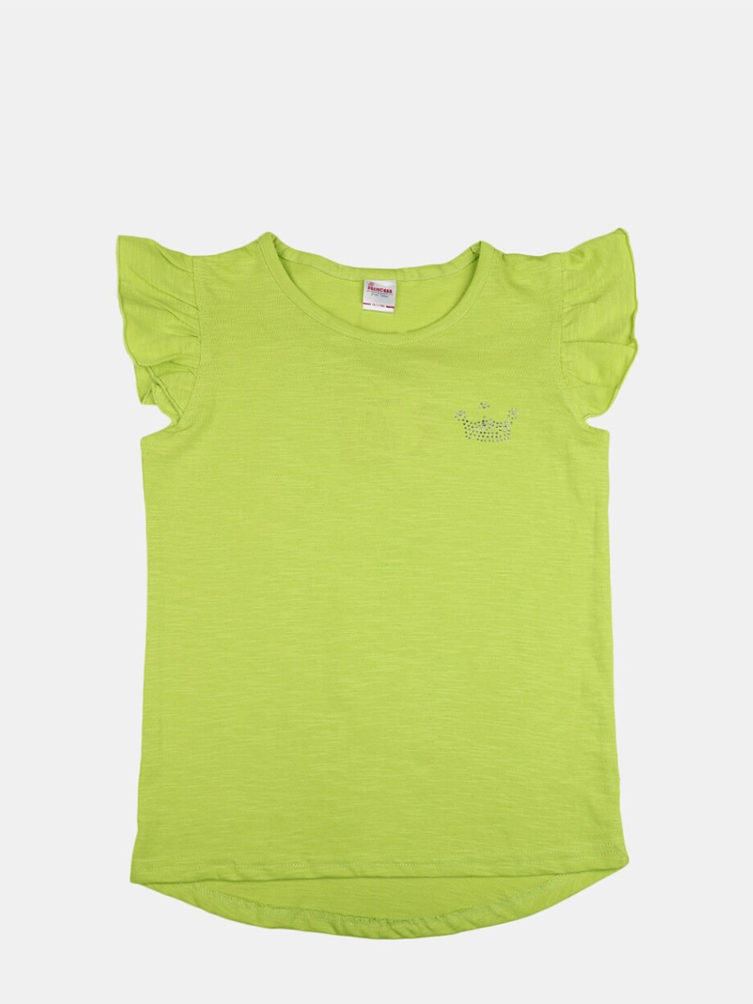 

V-Mart Girls Ruffled Sleeves Cotton T-shirt, Green