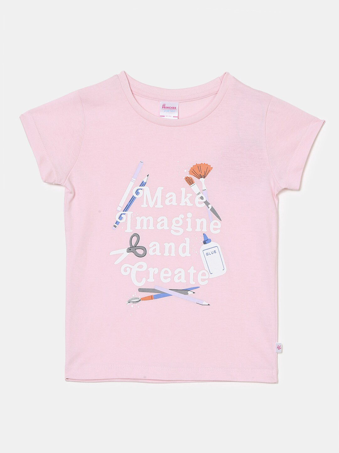 

V-Mart Girls Typography Printed Cotton T-shirt, Pink
