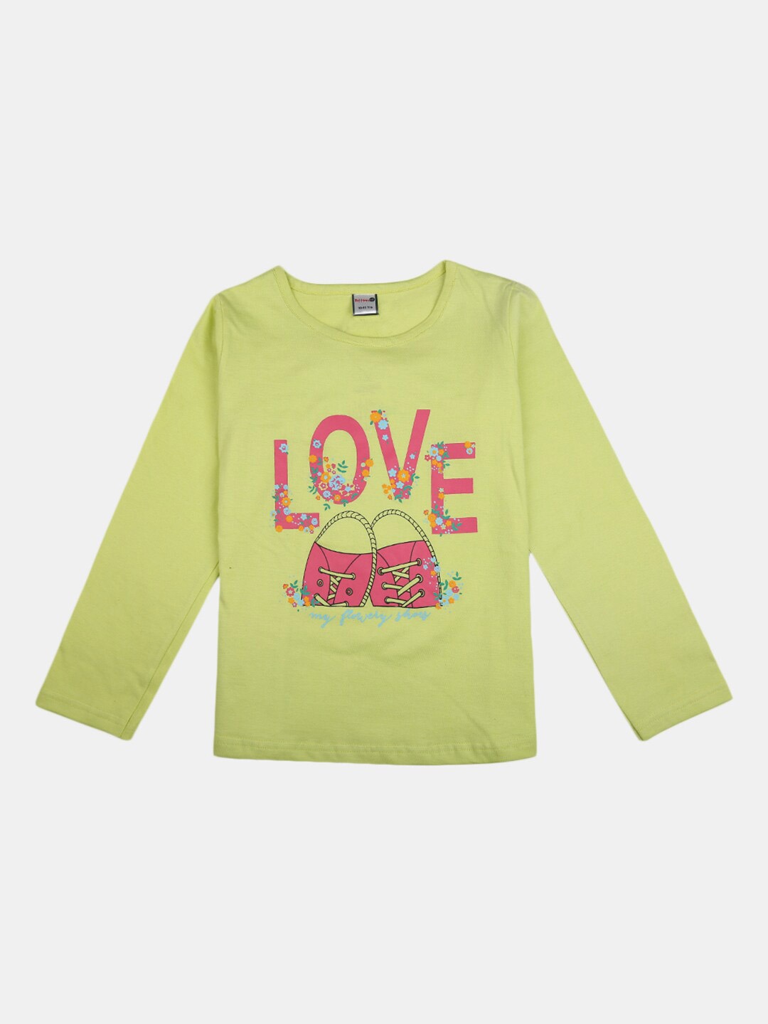 

V-Mart Girls Typography Printed Cotton T-shirt, Lime green
