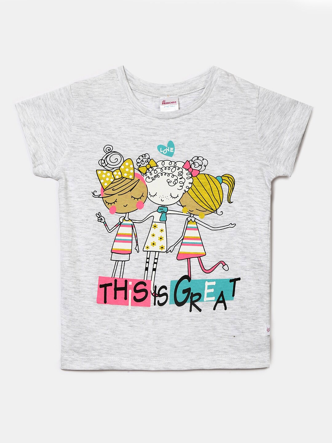 

V-Mart Girls Graphic Printed Round Neck Cotton T-shirt, Grey