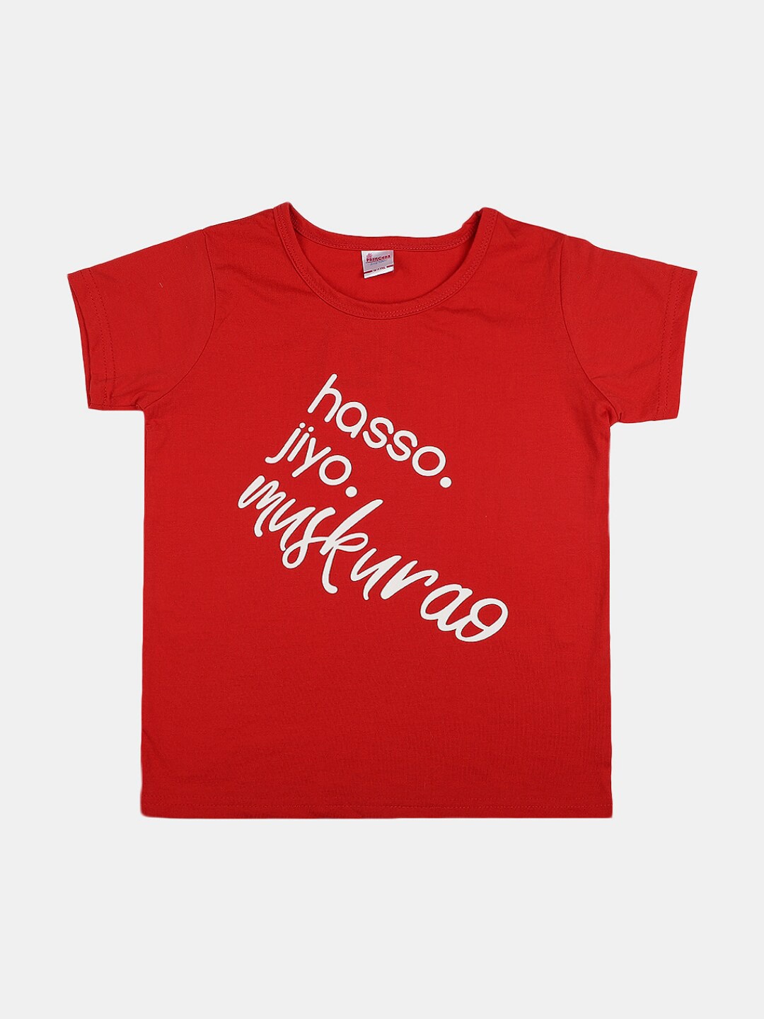 

V-Mart Girls Typography Printed Cotton T-shirt, Red