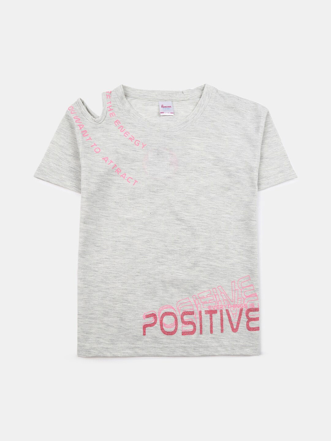 

V-Mart Girls Typography Printed T-shirt, Grey