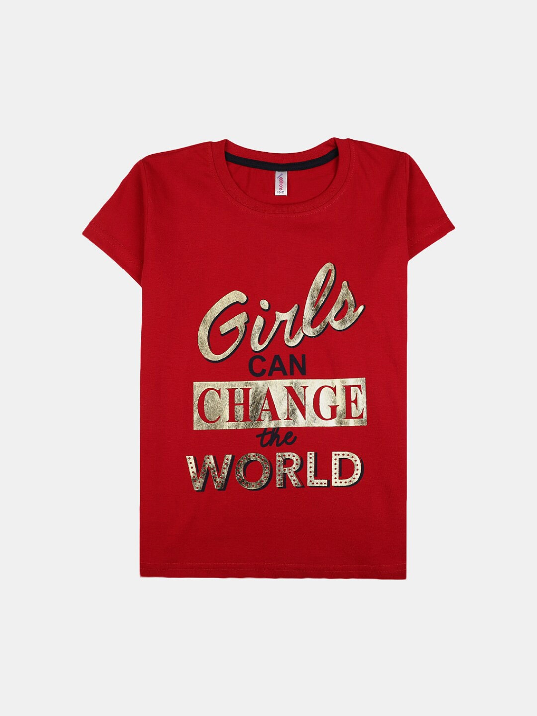 

V-Mart Girls Typography Printed Cotton T-shirt, Red