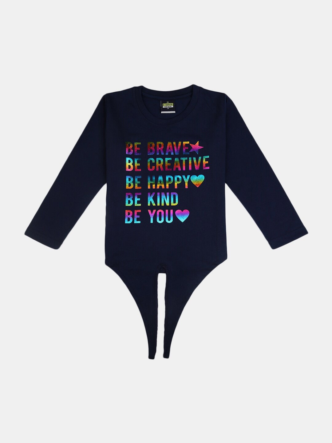 

V-Mart Girls Typography Printed Cotton T-shirt, Navy blue